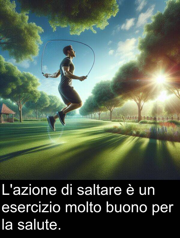 saltare: L'azione di saltare è un esercizio molto buono per la salute.