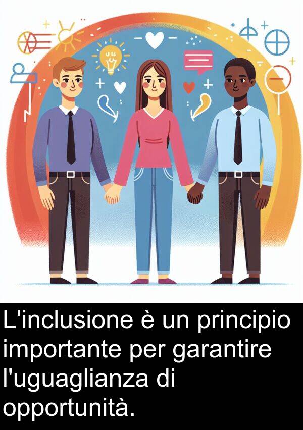 opportunità: L'inclusione è un principio importante per garantire l'uguaglianza di opportunità.