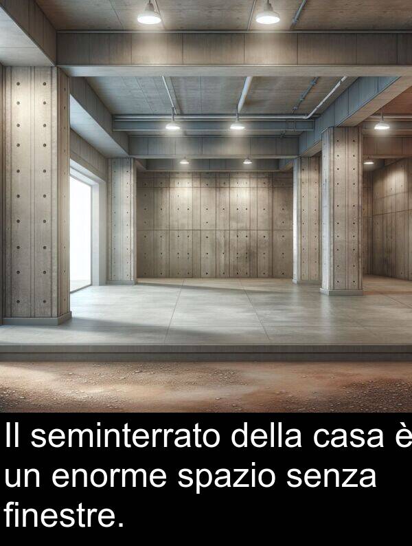 spazio: Il seminterrato della casa è un enorme spazio senza finestre.