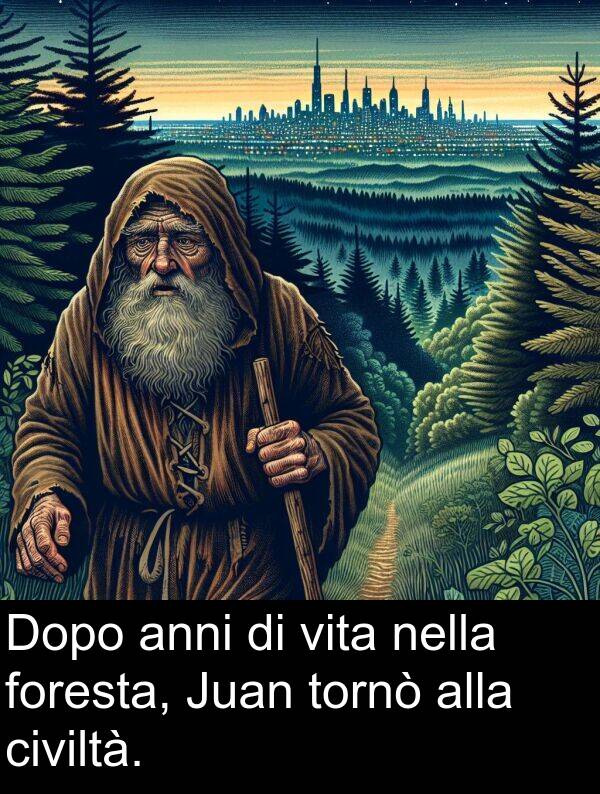 alla: Dopo anni di vita nella foresta, Juan tornò alla civiltà.