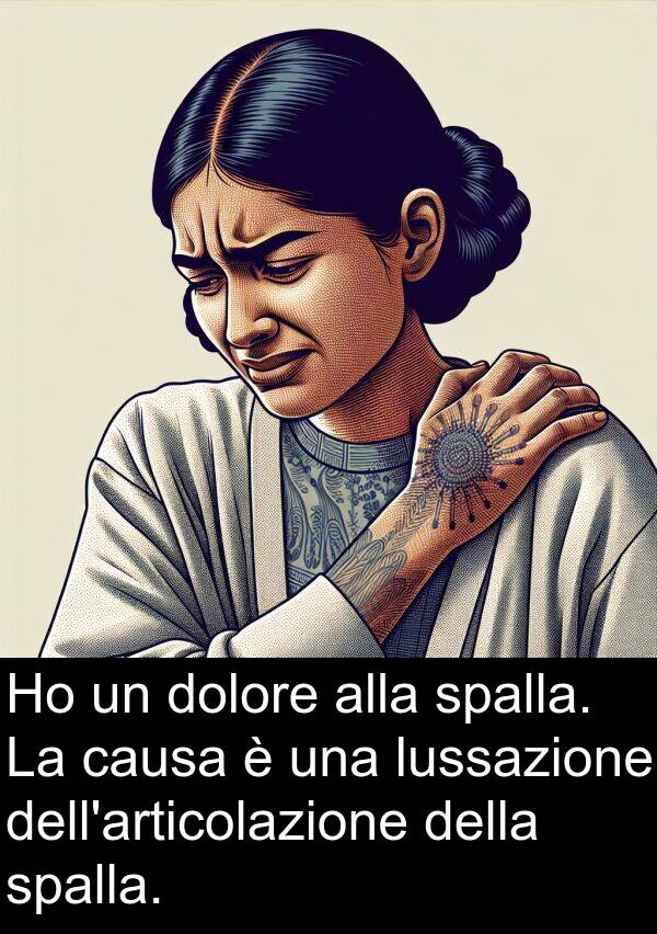 dolore: Ho un dolore alla spalla. La causa è una lussazione dell'articolazione della spalla.