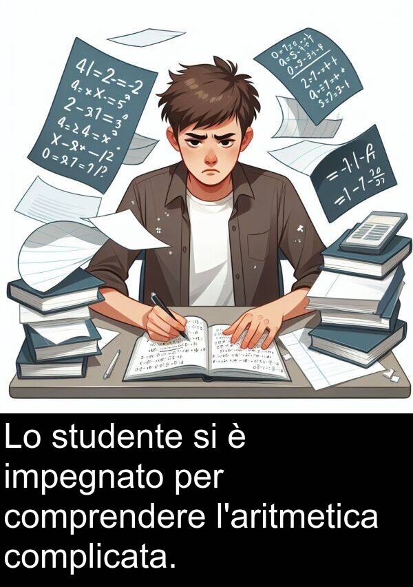 comprendere: Lo studente si è impegnato per comprendere l'aritmetica complicata.