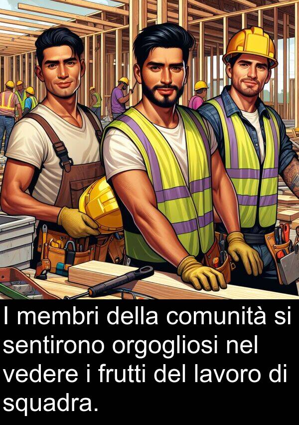 lavoro: I membri della comunità si sentirono orgogliosi nel vedere i frutti del lavoro di squadra.