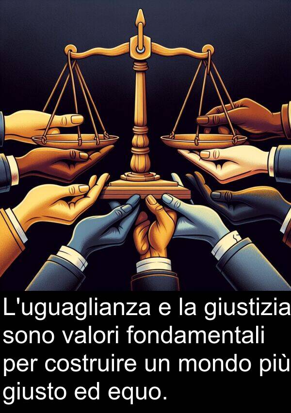 equo: L'uguaglianza e la giustizia sono valori fondamentali per costruire un mondo più giusto ed equo.