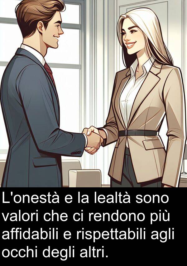occhi: L'onestà e la lealtà sono valori che ci rendono più affidabili e rispettabili agli occhi degli altri.