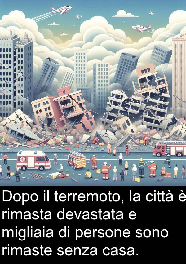 migliaia: Dopo il terremoto, la città è rimasta devastata e migliaia di persone sono rimaste senza casa.