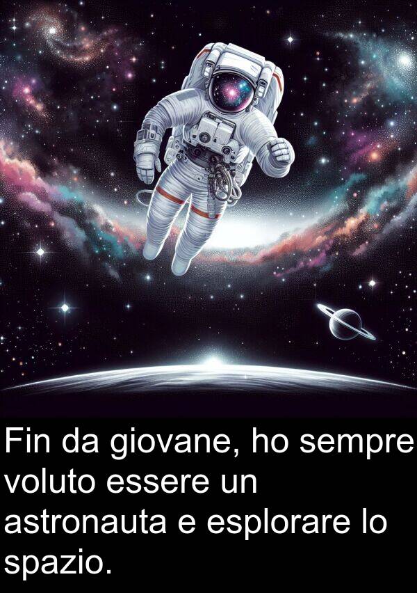 spazio: Fin da giovane, ho sempre voluto essere un astronauta e esplorare lo spazio.