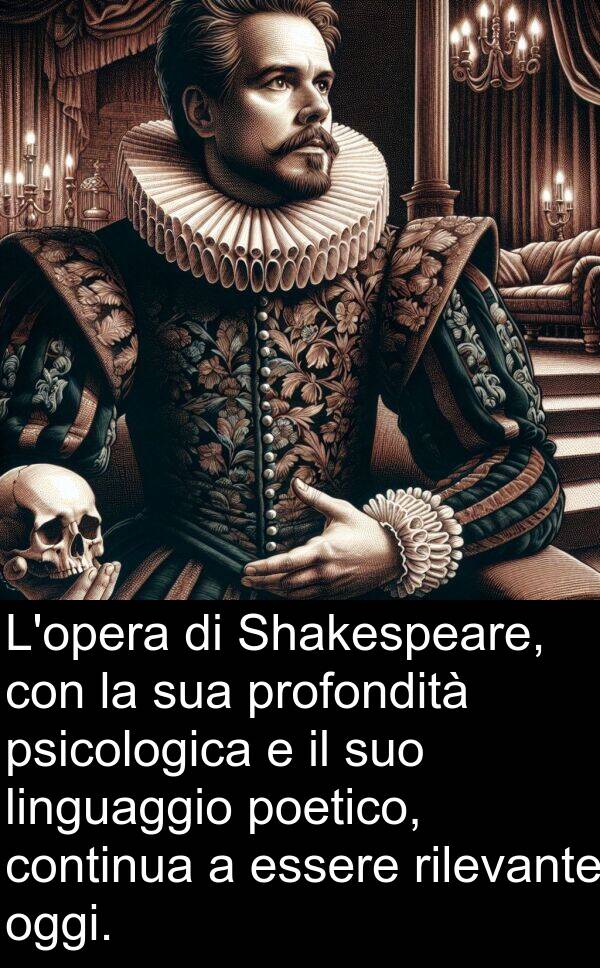 continua: L'opera di Shakespeare, con la sua profondità psicologica e il suo linguaggio poetico, continua a essere rilevante oggi.