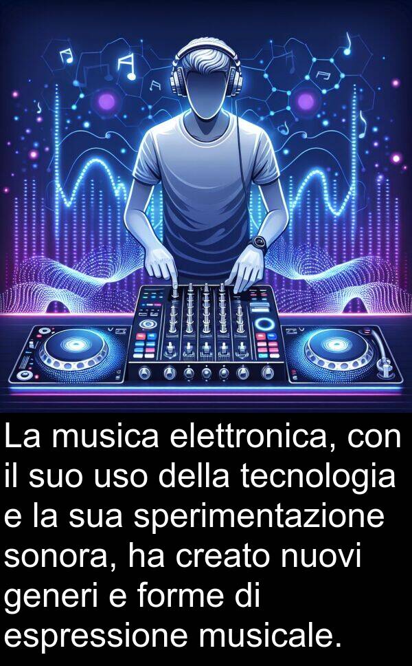 tecnologia: La musica elettronica, con il suo uso della tecnologia e la sua sperimentazione sonora, ha creato nuovi generi e forme di espressione musicale.