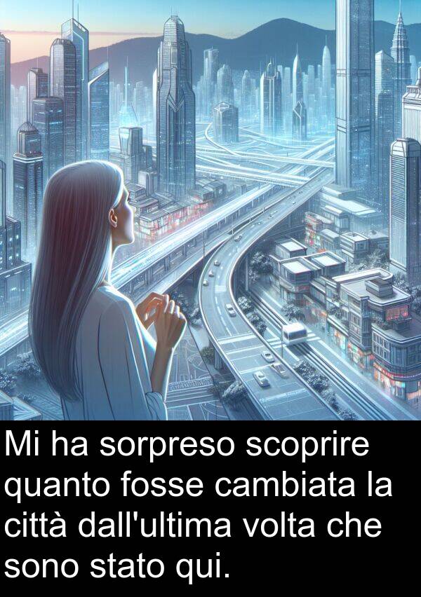 cambiata: Mi ha sorpreso scoprire quanto fosse cambiata la città dall'ultima volta che sono stato qui.