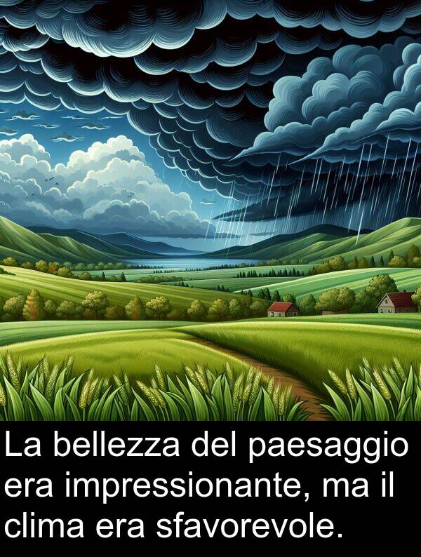bellezza: La bellezza del paesaggio era impressionante, ma il clima era sfavorevole.