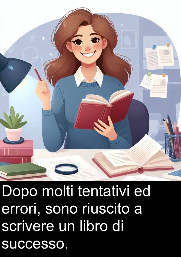 riuscito: Dopo molti tentativi ed errori, sono riuscito a scrivere un libro di successo.