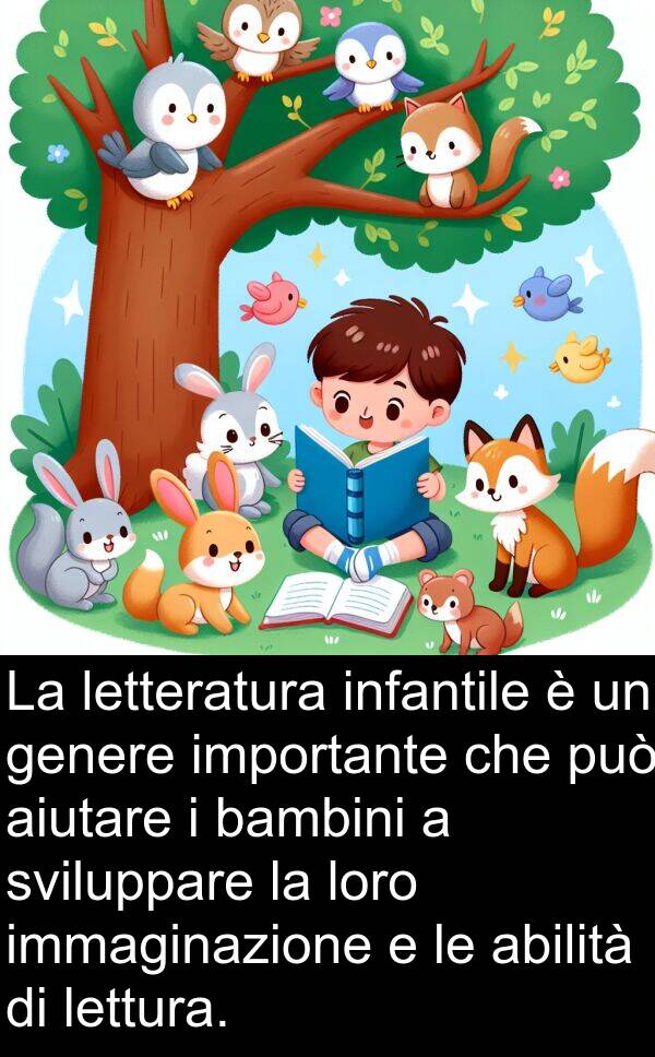 immaginazione: La letteratura infantile è un genere importante che può aiutare i bambini a sviluppare la loro immaginazione e le abilità di lettura.