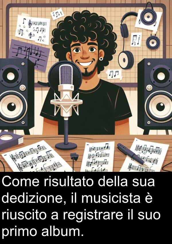 risultato: Come risultato della sua dedizione, il musicista è riuscito a registrare il suo primo album.