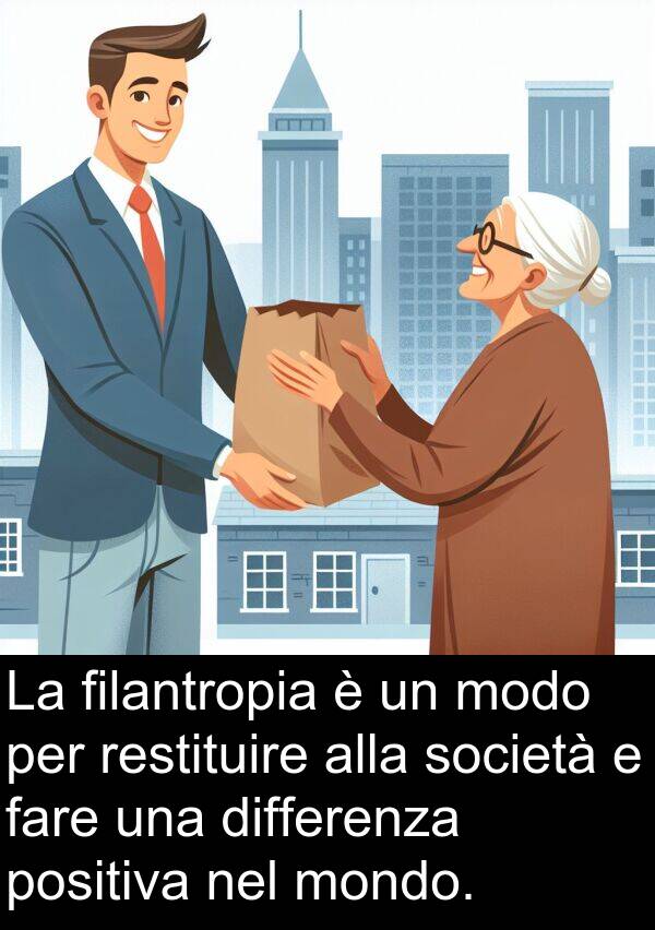 società: La filantropia è un modo per restituire alla società e fare una differenza positiva nel mondo.