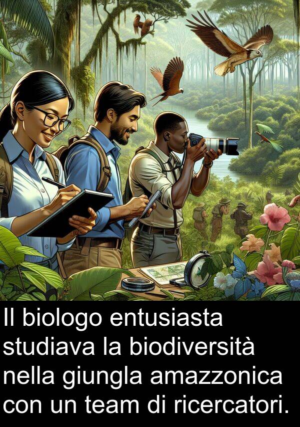 amazzonica: Il biologo entusiasta studiava la biodiversità nella giungla amazzonica con un team di ricercatori.