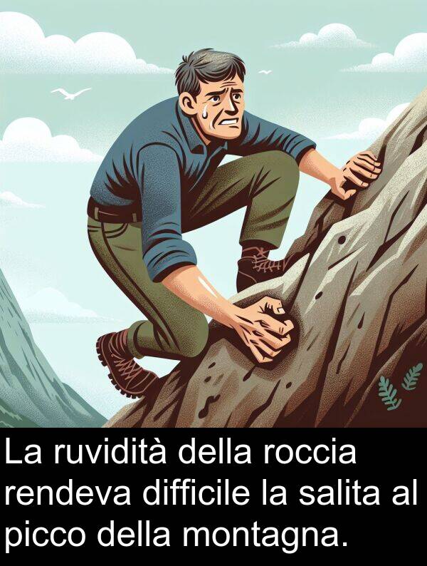 picco: La ruvidità della roccia rendeva difficile la salita al picco della montagna.