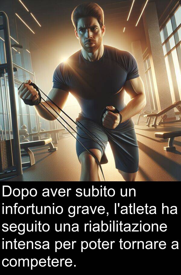 seguito: Dopo aver subito un infortunio grave, l'atleta ha seguito una riabilitazione intensa per poter tornare a competere.
