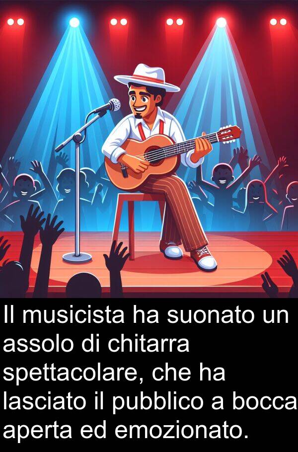 suonato: Il musicista ha suonato un assolo di chitarra spettacolare, che ha lasciato il pubblico a bocca aperta ed emozionato.