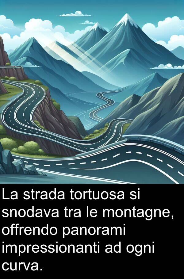 panorami: La strada tortuosa si snodava tra le montagne, offrendo panorami impressionanti ad ogni curva.
