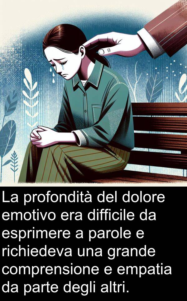 parte: La profondità del dolore emotivo era difficile da esprimere a parole e richiedeva una grande comprensione e empatia da parte degli altri.