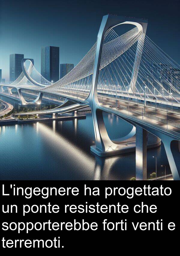 forti: L'ingegnere ha progettato un ponte resistente che sopporterebbe forti venti e terremoti.