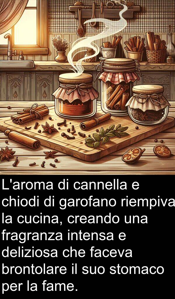 faceva: L'aroma di cannella e chiodi di garofano riempiva la cucina, creando una fragranza intensa e deliziosa che faceva brontolare il suo stomaco per la fame.