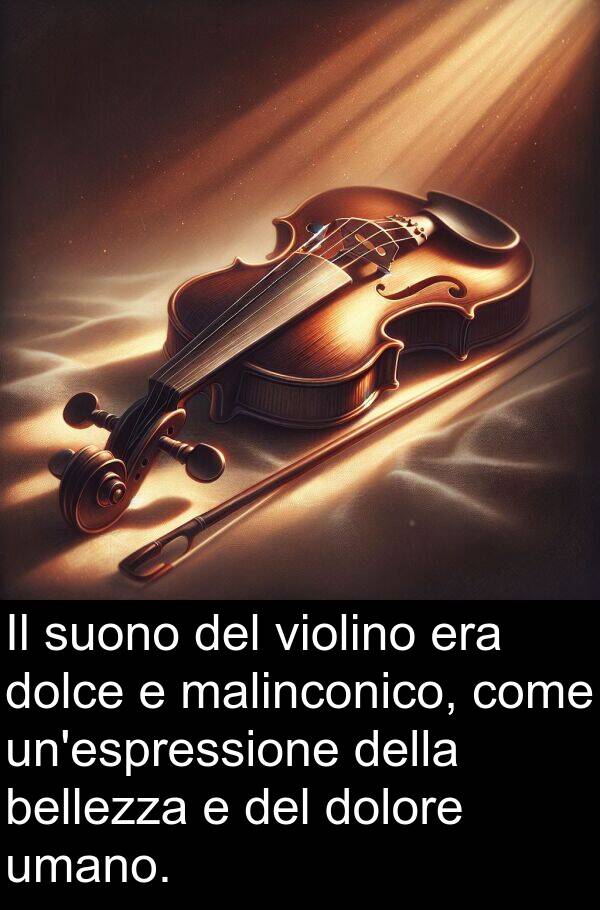 umano: Il suono del violino era dolce e malinconico, come un'espressione della bellezza e del dolore umano.
