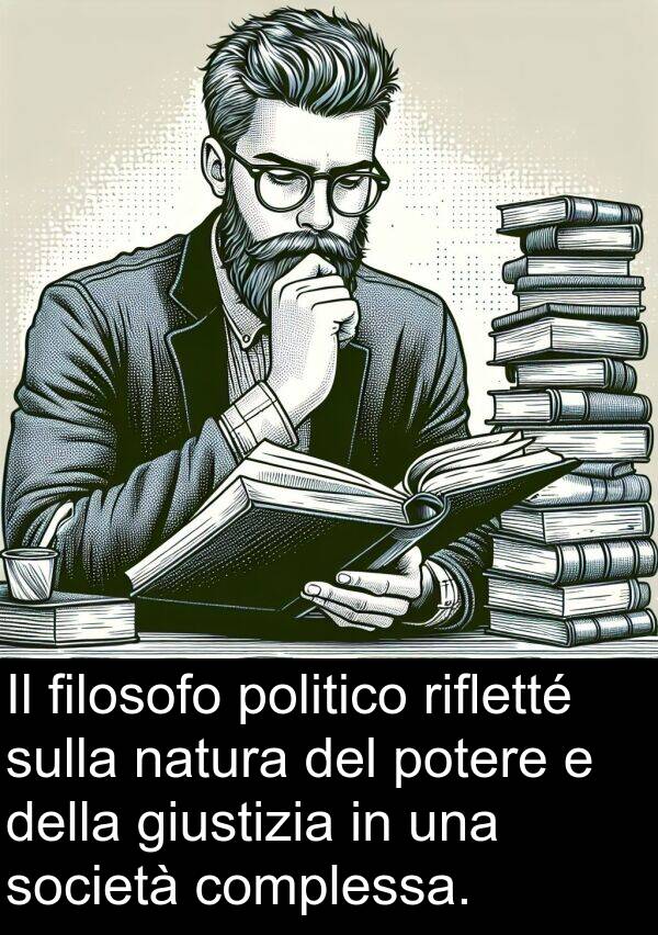 filosofo: Il filosofo politico rifletté sulla natura del potere e della giustizia in una società complessa.