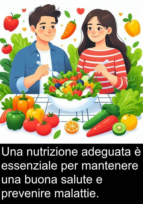 nutrizione: Una nutrizione adeguata è essenziale per mantenere una buona salute e prevenire malattie.
