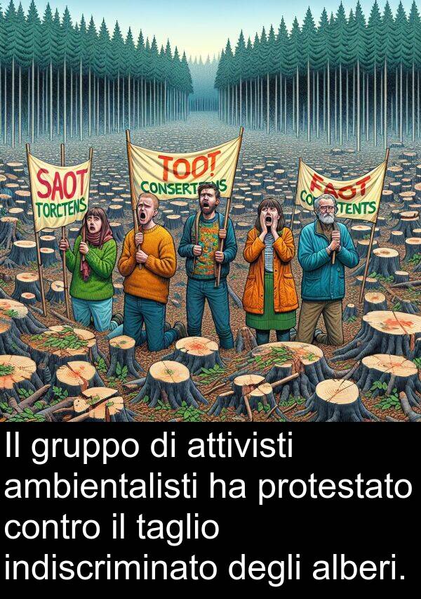 attivisti: Il gruppo di attivisti ambientalisti ha protestato contro il taglio indiscriminato degli alberi.