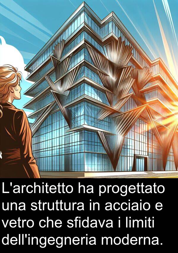 acciaio: L'architetto ha progettato una struttura in acciaio e vetro che sfidava i limiti dell'ingegneria moderna.