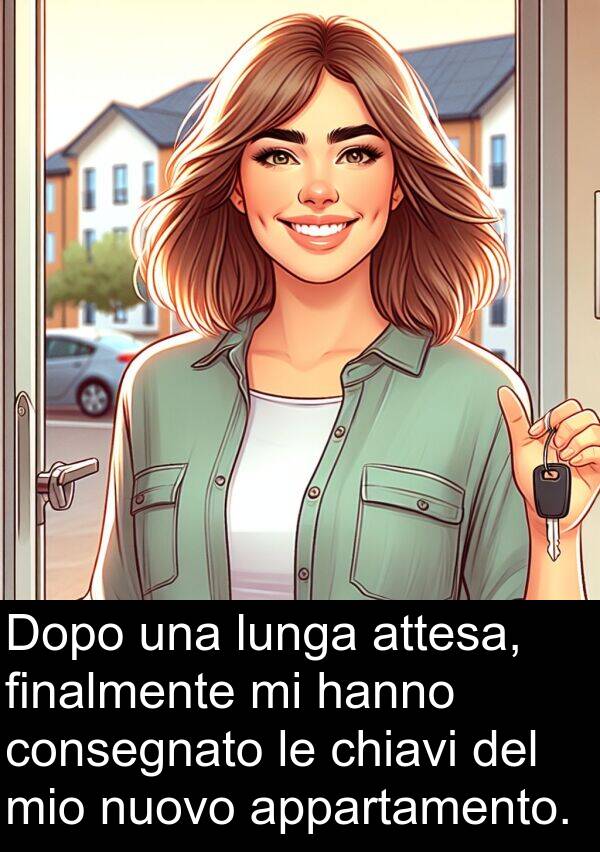 attesa: Dopo una lunga attesa, finalmente mi hanno consegnato le chiavi del mio nuovo appartamento.