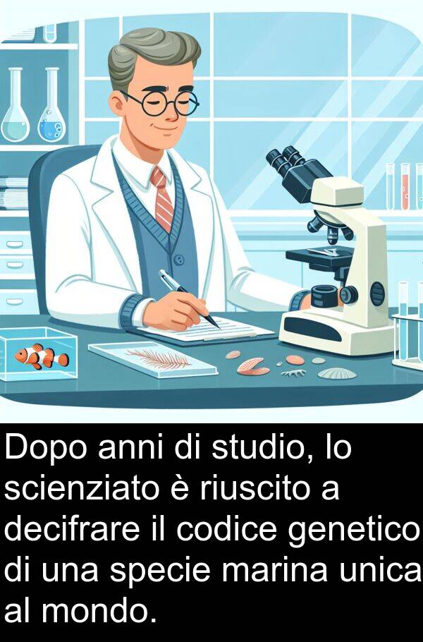 riuscito: Dopo anni di studio, lo scienziato è riuscito a decifrare il codice genetico di una specie marina unica al mondo.