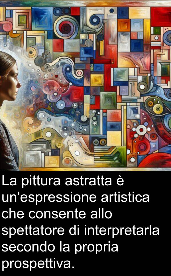 artistica: La pittura astratta è un'espressione artistica che consente allo spettatore di interpretarla secondo la propria prospettiva.