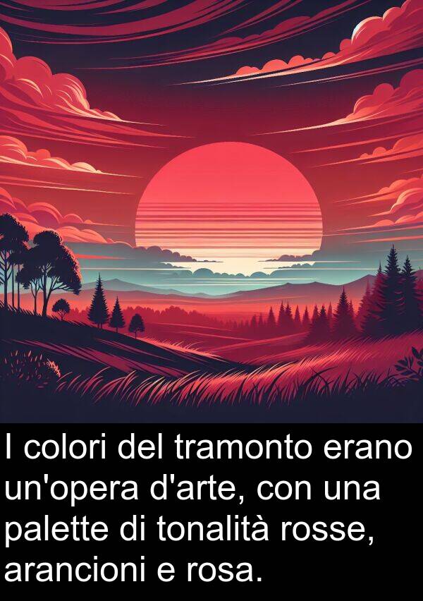 rosse: I colori del tramonto erano un'opera d'arte, con una palette di tonalità rosse, arancioni e rosa.