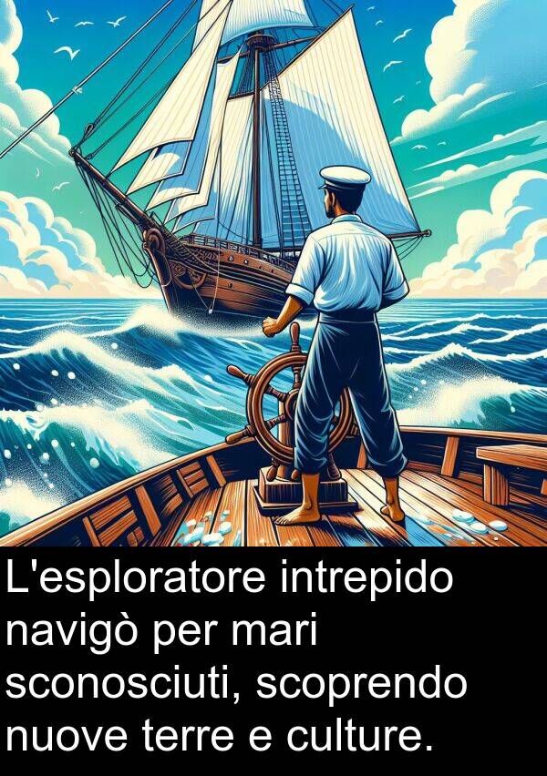 nuove: L'esploratore intrepido navigò per mari sconosciuti, scoprendo nuove terre e culture.