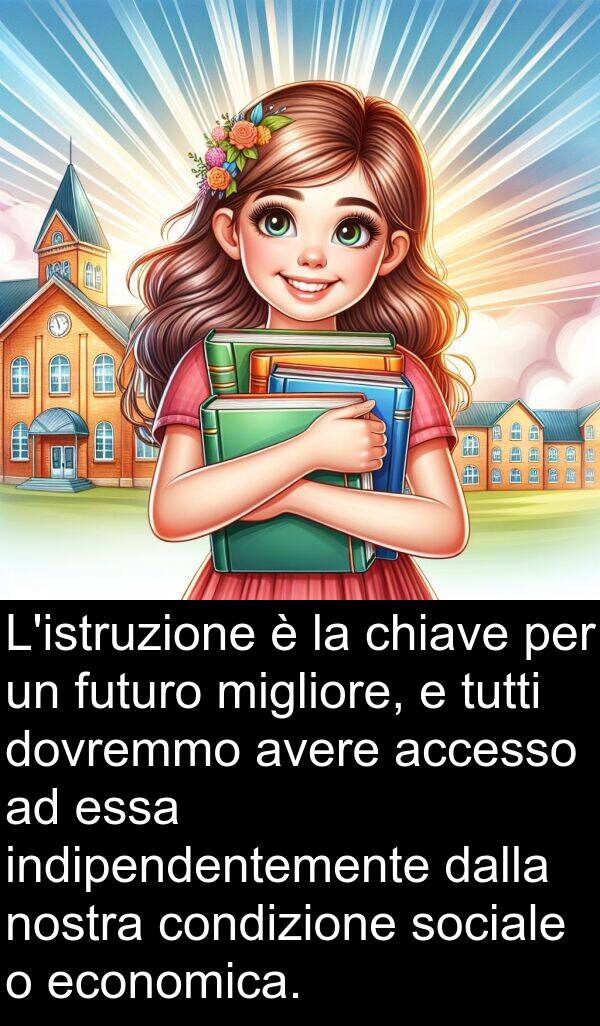 futuro: L'istruzione è la chiave per un futuro migliore, e tutti dovremmo avere accesso ad essa indipendentemente dalla nostra condizione sociale o economica.