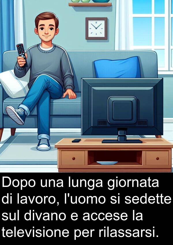 accese: Dopo una lunga giornata di lavoro, l'uomo si sedette sul divano e accese la televisione per rilassarsi.