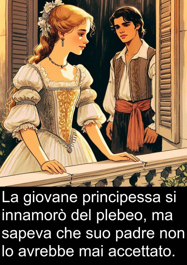 sapeva: La giovane principessa si innamorò del plebeo, ma sapeva che suo padre non lo avrebbe mai accettato.