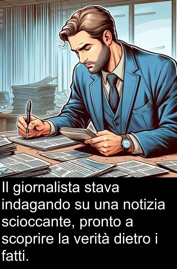 notizia: Il giornalista stava indagando su una notizia scioccante, pronto a scoprire la verità dietro i fatti.