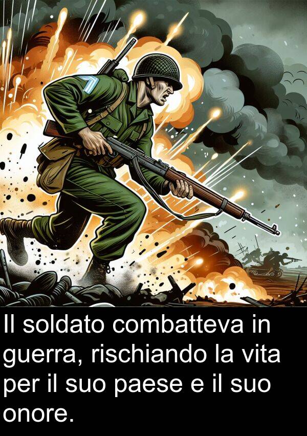 guerra: Il soldato combatteva in guerra, rischiando la vita per il suo paese e il suo onore.
