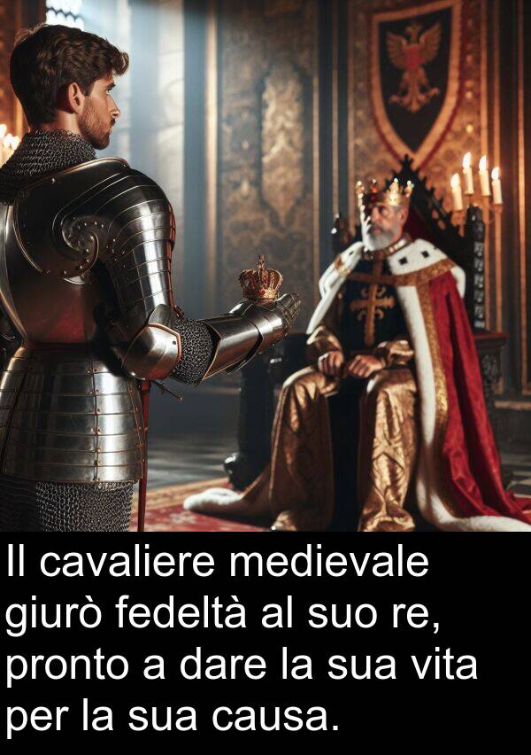 fedeltà: Il cavaliere medievale giurò fedeltà al suo re, pronto a dare la sua vita per la sua causa.