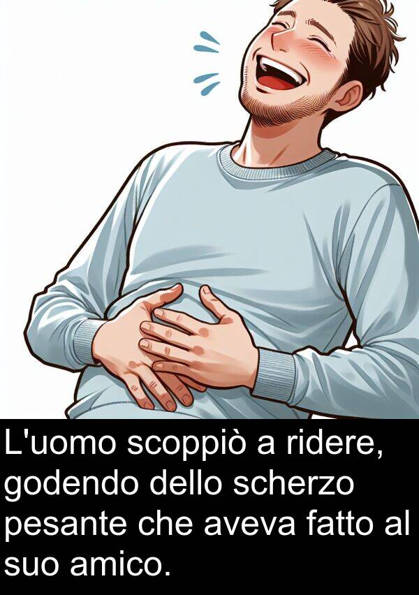 dello: L'uomo scoppiò a ridere, godendo dello scherzo pesante che aveva fatto al suo amico.