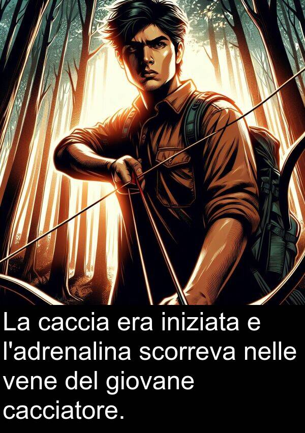 cacciatore: La caccia era iniziata e l'adrenalina scorreva nelle vene del giovane cacciatore.