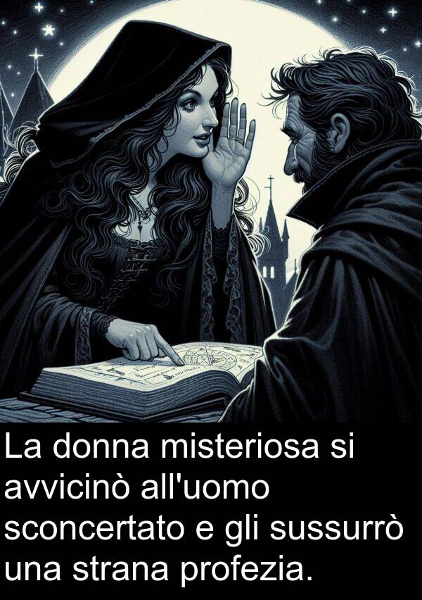 sussurrò: La donna misteriosa si avvicinò all'uomo sconcertato e gli sussurrò una strana profezia.