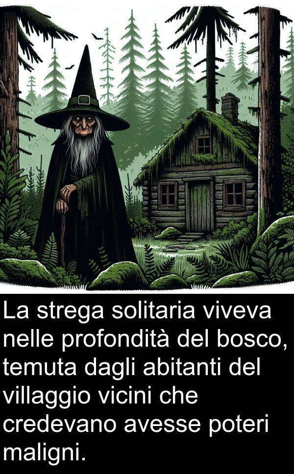 dagli: La strega solitaria viveva nelle profondità del bosco, temuta dagli abitanti del villaggio vicini che credevano avesse poteri maligni.
