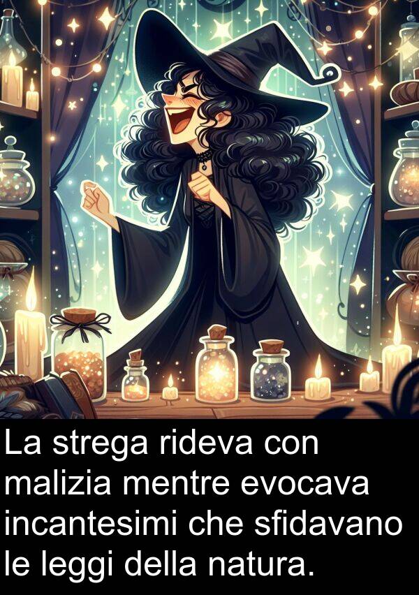 evocava: La strega rideva con malizia mentre evocava incantesimi che sfidavano le leggi della natura.