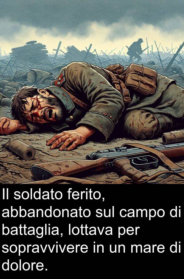 abbandonato: Il soldato ferito, abbandonato sul campo di battaglia, lottava per sopravvivere in un mare di dolore.