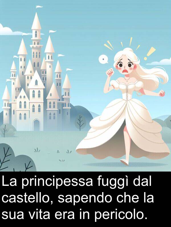 dal: La principessa fuggì dal castello, sapendo che la sua vita era in pericolo.
